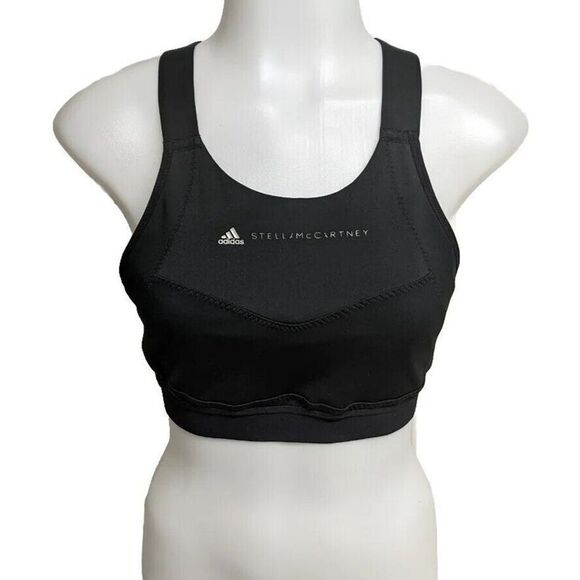 Stella Mccartney x Adidas Sports Bra Women XS Climacool Workout Top Black XSmall - Picture 1 of 7